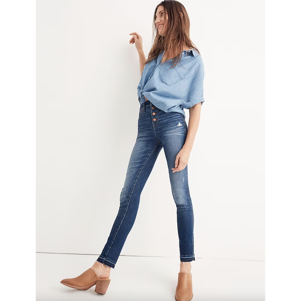 Madewell 10" High-Rise Skinny Jeans: Drop-Hem Edition Medium Wash Women's 31